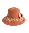 Лятна шапка Simone в оранжево с декоративна периферия-4 снимка