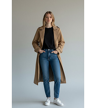 Камел тренч с колан снимка