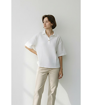 Бяла блуза с яка BLANC снимка