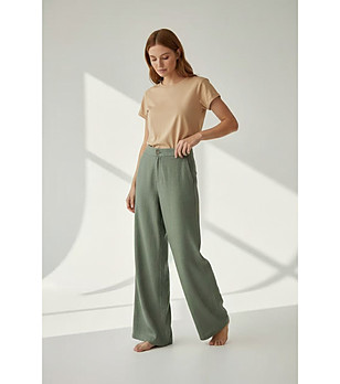 Дамски широк панталон в каки цвят CLAIRE снимка