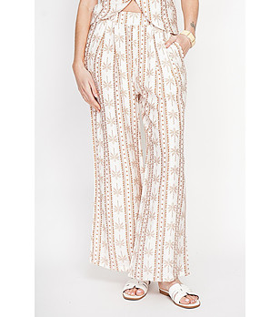 Дамски панталон с принт с лен снимка