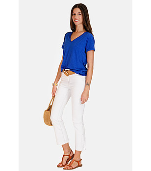 Кралскосиня дамска тениска с V-образно деколте ROYAL снимка