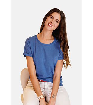 Синя тениска с къс ръкав  снимка