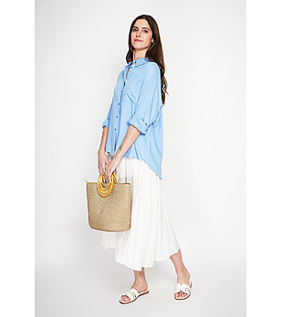 Светлосиня риза с дълъг ръкав AZUR снимка