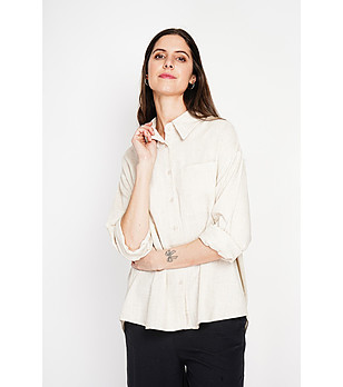 Екрю риза с дълъг ръкав LIN снимка