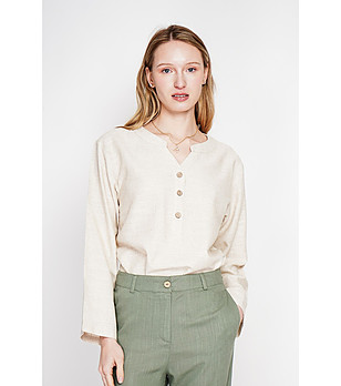 Екрю туника с туниска яка  снимка