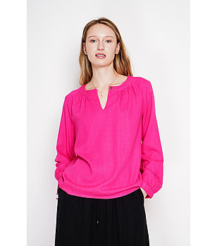 Дамска блуза в цвят фуксия с туниска яка FUSHIA снимка