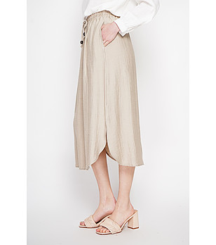 Бежова пола миди с връзка в кръста LIN снимка