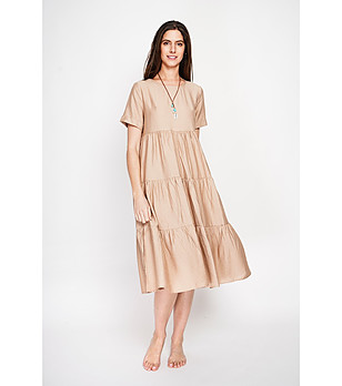 Бежова рокля тип бейби дол LIN снимка