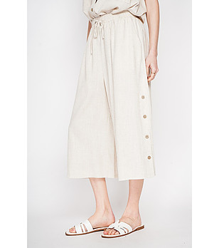 Бежов панталон LIN с пола кройка и копчета снимка