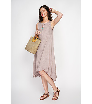 Дамска ленена рокля без ръкави  снимка