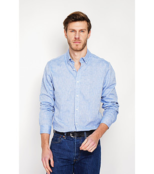 Мъжка риза в светлосин цвят BLEU JEANS снимка