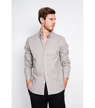 Мъжка сива риза с класическа яка MARRON снимка