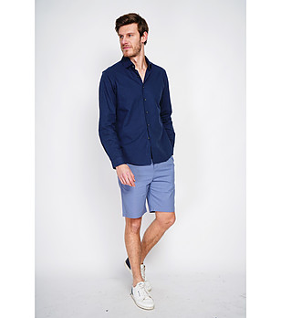 Мъжка тъмносиня риза с италианска яка MARINE снимка