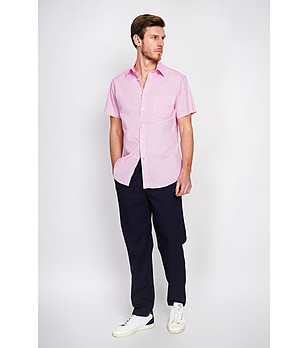 Мъжка розова риза с къс ръкав ROSEE снимка