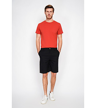 Мъжки черни бермуди с ластичен колан  снимка