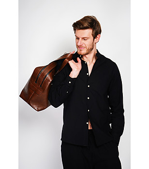 Мъжка черна риза с офицерска яка NOIR снимка