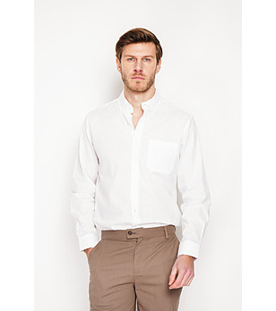 Бяла мъжка риза с джоб BLANC снимка