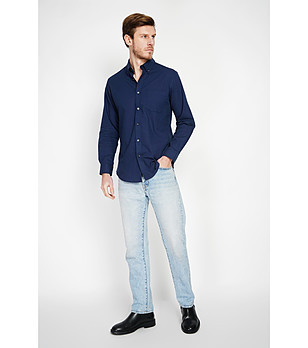 Мъжка тъмносиня риза с джоб MARINE снимка