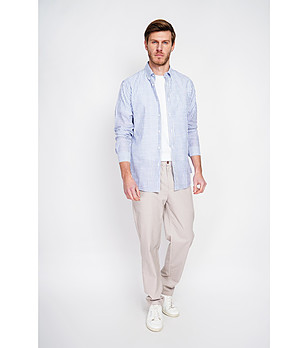 Синя мъжка риза на райе MARINE снимка