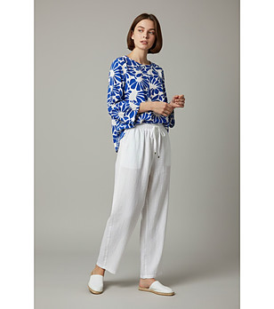 Дамска синя блуза с принт снимка