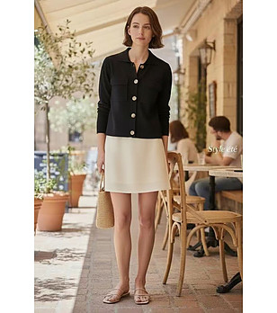 Черен дамски кардиган с копчета снимка