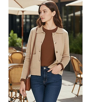 Бежова късa жилетка с копчета снимка