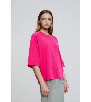 Дамски фуксия суитшърт с широк ръкав снимка