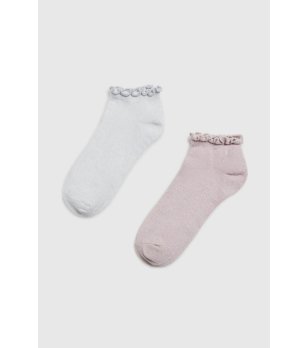 Дамски розови къси чорапи с къдрава горна част снимка