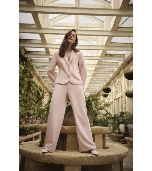 Дамски розов панталон с широк крачол снимка