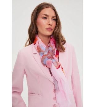 Дамски розов шал с флорален принт снимка