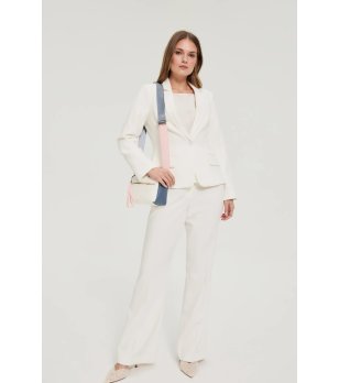 Дамска бяла чанта с цветна дръжка снимка