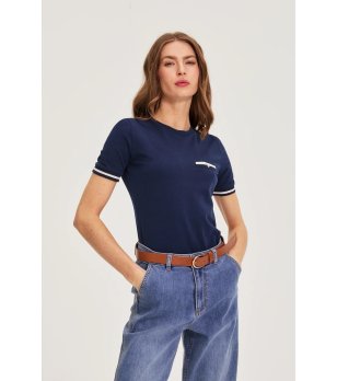 Тъмносиня тениска с къс ръкав снимка