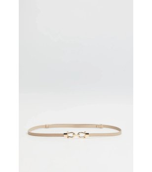 Бежов дамски колан с метална тока снимка