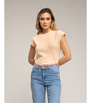 Плетен топ без ръкави с обло деколте Pink снимка