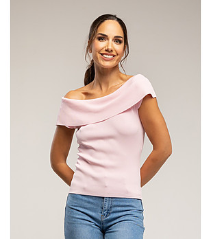 Розов топ с паднало рамо  снимка