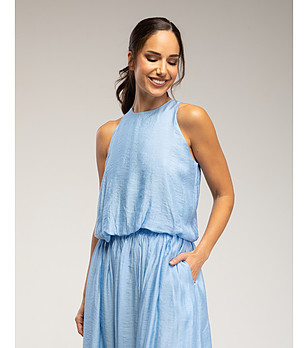 Син топ без ръкави с ластичен подгъв снимка