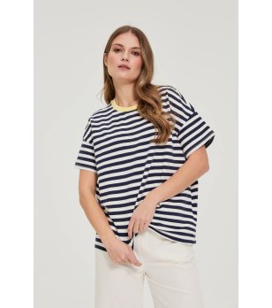 Дамска тъмносиня раирана блуза снимка