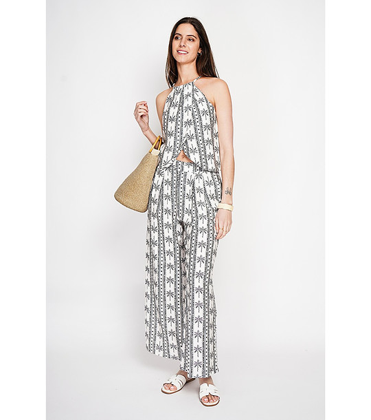 Бял принтиран топ с презрамки  снимка