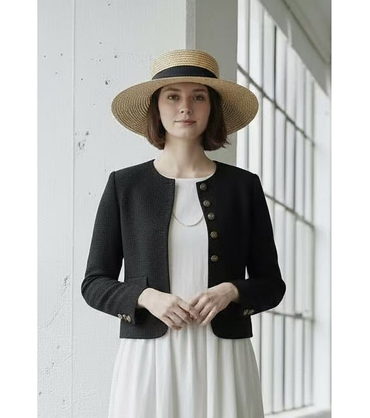 Черно дамско сако с копчета снимка