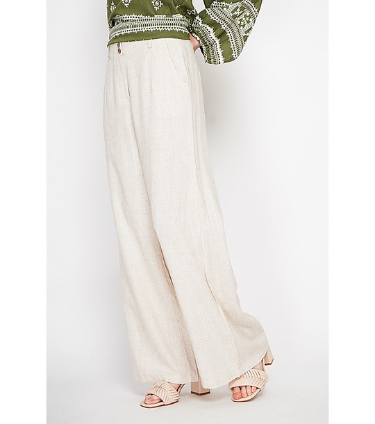 Екрю прав ленен панталон от лен снимка