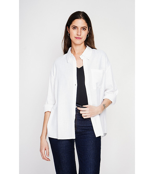 Бяла риза с дълъг ръкав BLANC снимка