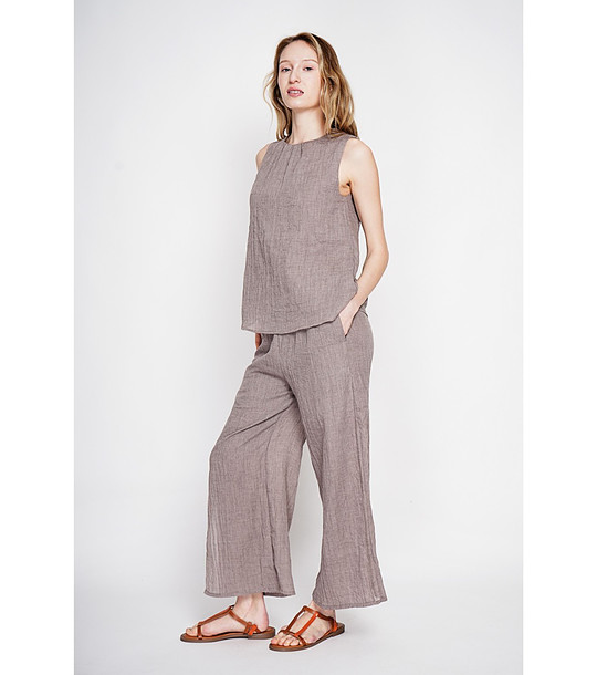 Дамски кафяв топ с набор  снимка