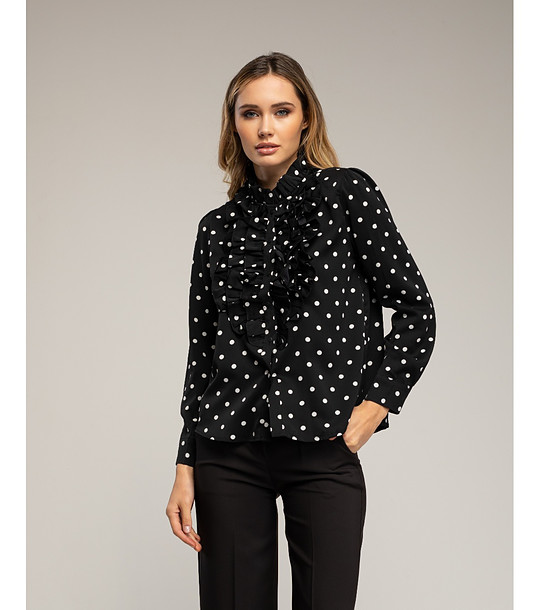 Черна блуза на точки с къдрици снимка