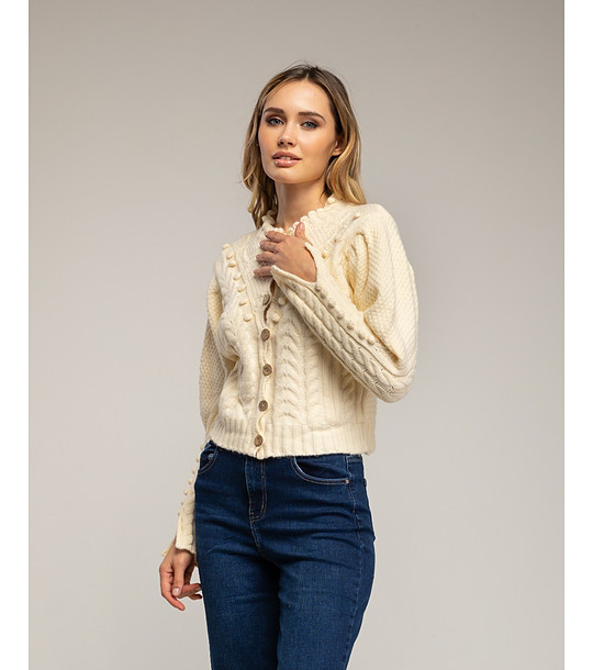 Дамска плетена жилетка с релефни мотиви  снимка