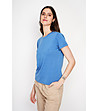 Дамска синя тениска с къс ръкав -3 снимка