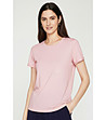 Дамска розова тениска с обло деколте-4 снимка