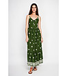 Дамска дълга зелена рокля на презрамки CLAIRE-4 снимка