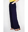 Дамски тъмносин панталон с широк крачол -2 снимка
