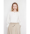Бяла блуза с туниска яка BLANC-1 снимка